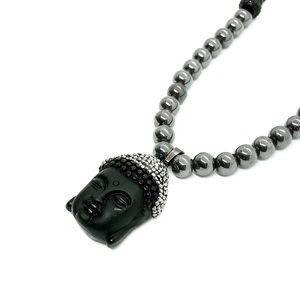 Genuine Gemstone Beaded Necklace + Quartz Buddha